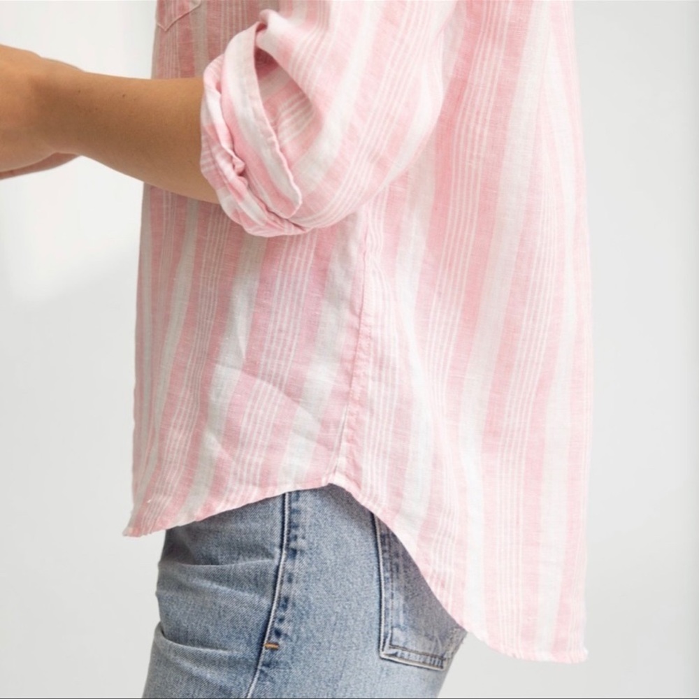 Frank and Eileen Double Stripe Barry Italian Linen Button Up